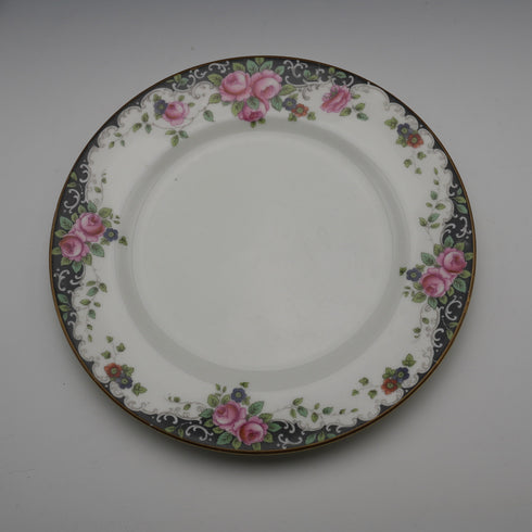 Plato de postre antiguo inglés Aynsley "Black Band & Rose", par