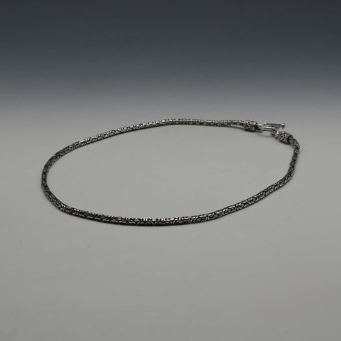 British Vintage Sterling Silver Byzantine Chain Necklace 43cm 25g