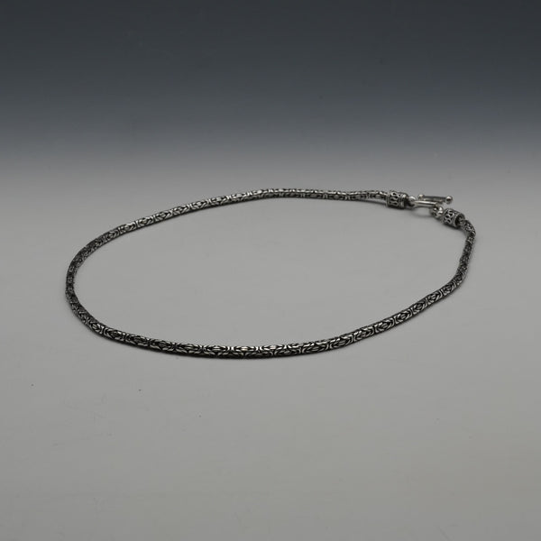 British Vintage Sterling Silver Byzantine Chain Necklace 43cm 25g