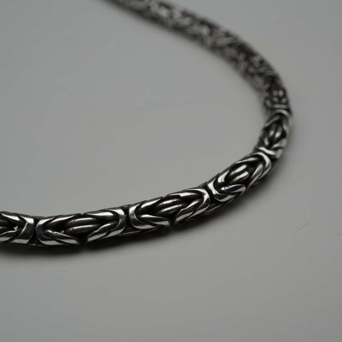 Collar de cadena bizantina de plata de ley vintage británica, 43 cm, 25 g