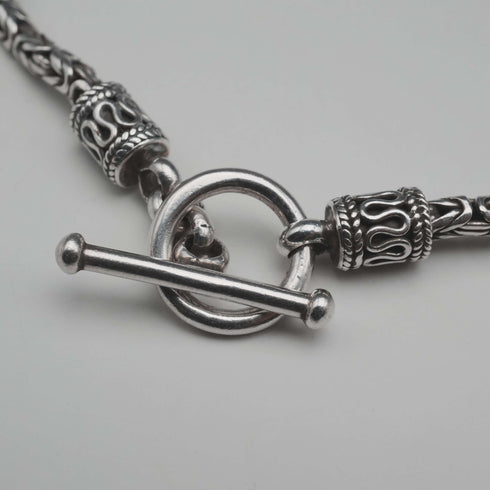 British Vintage Sterling Silver Byzantine Chain Necklace 43cm 25g