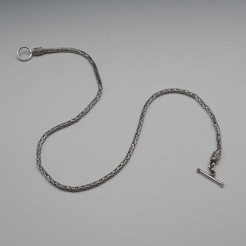 British Vintage Sterling Silver Byzantine Chain Necklace 43cm 25g
