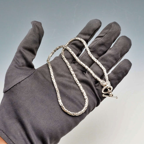 Collar de cadena bizantina de plata de ley vintage británica, 43 cm, 25 g
