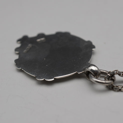 1934 British vintage sterling silver medal pendant, total 11g, with sterling silver chain, Robert Pringle
