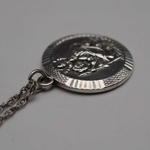 British vintage St. Christopher sterling silver medal pendant, total 14.5g, with sterling silver chain.