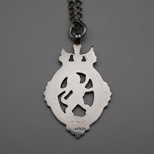 British Antique Sterling Silver Lion Passant Medal, 15.5g total, with Sterling Silver Chain, J&R Griffin