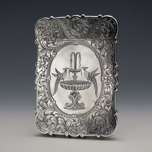 1852 Antique English Sterling Silver Card Case, 70g, David Pettifer
