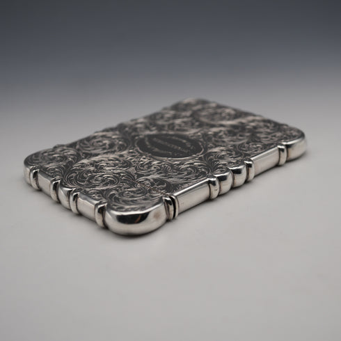 1852 Antique English Sterling Silver Card Case, 70g, David Pettifer