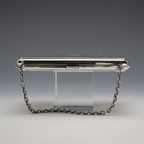 1894 Antique English Sterling Silver Double-Sided Card Case with Chain, by WALKER & HALL