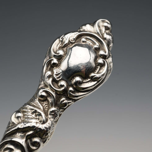 1902 British Antique Sterling Silver Handle Shoehorn and Button Hook Set by James Deakin & Sons