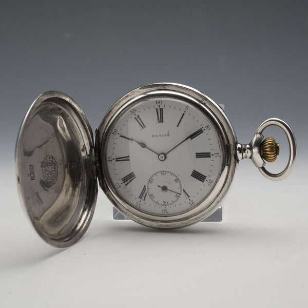 約1919年製 古董 Zenith 懷錶 900銀獵錶殼 直徑50mm 運作良好