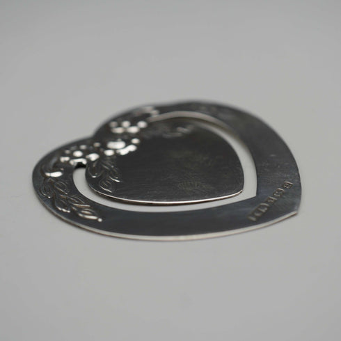 British vintage sterling silver heart-shaped bookmark, Harrison Brothers & Howson