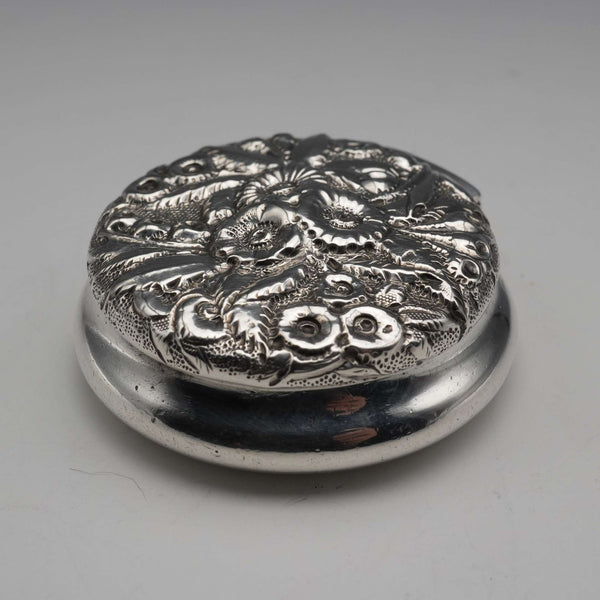 c. 1893 American Antique Sterling Silver Pill Box/Trinket Box, 25g, S. Kirk & Son