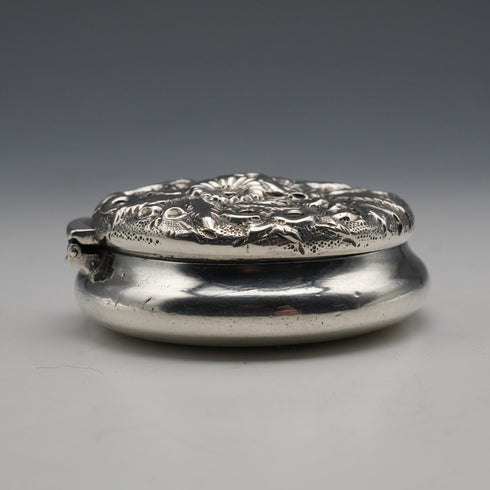 c. 1893 American Antique Sterling Silver Pill Box/Trinket Box, 25g, S. Kirk & Son