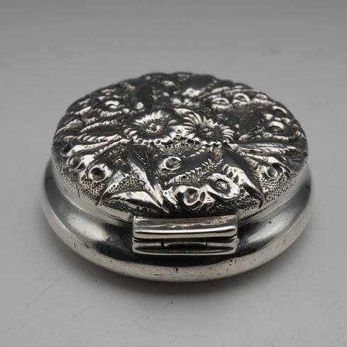 c. 1893 American Antique Sterling Silver Pill Box/Trinket Box, 25g, S. Kirk & Son