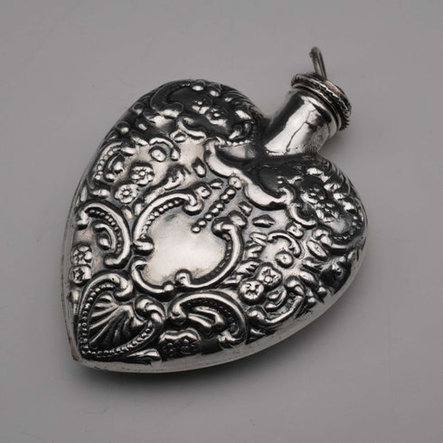 Vintage Sterling Silver Heart-Shaped Perfume Bottle