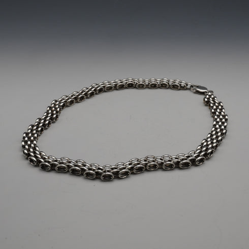 Collar de plata de ley vintage británico, eslabón pantera, 42 cm, 57 g