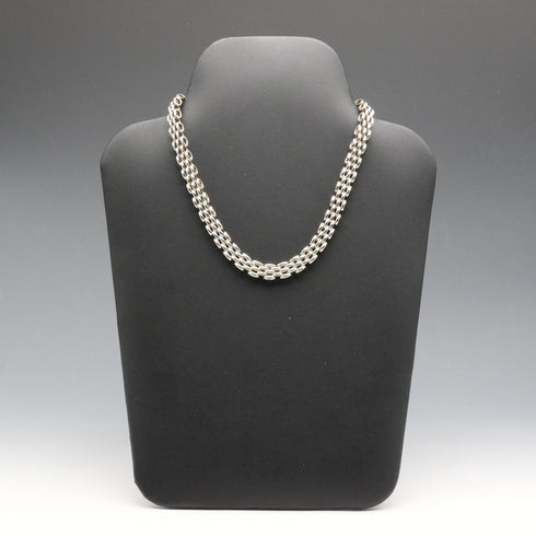 Collar de plata de ley vintage británico, eslabón pantera, 42 cm, 57 g