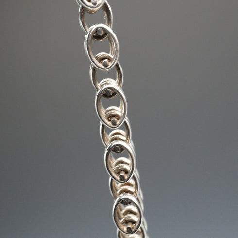 Collar de plata de ley vintage británico, eslabón pantera, 42 cm, 57 g