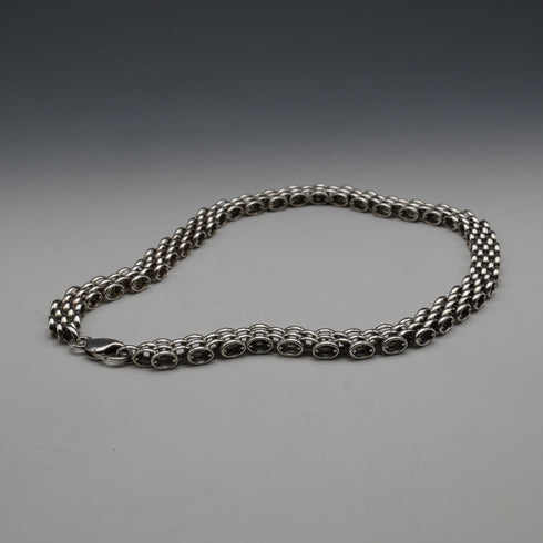 Collar de plata de ley vintage británico, eslabón pantera, 42 cm, 57 g
