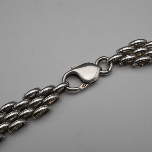 Collar de plata de ley vintage británico, eslabón pantera, 42 cm, 57 g