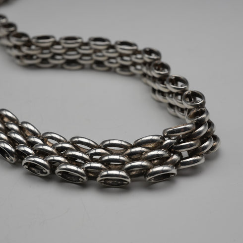 Collar de plata de ley vintage británico, eslabón pantera, 42 cm, 57 g