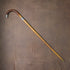 1914 British Antique Thunk Shaft Sterling Silver-Mounted Large-Curved Handle Walking Stick Cane 93 cm
