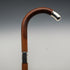 1914 British Antique Thunk Shaft Sterling Silver-Mounted Large-Curved Handle Walking Stick Cane 93 cm