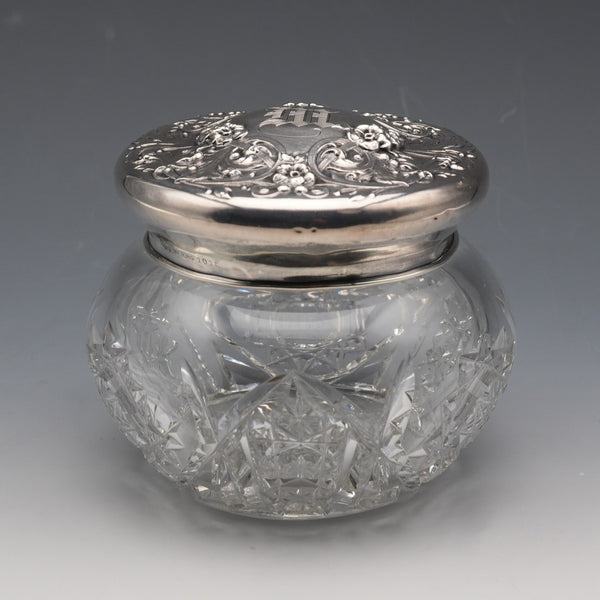 Circa 1900 American Antique Sterling Silver Lidded Cut Glass Jar Wilcox & Evertsen