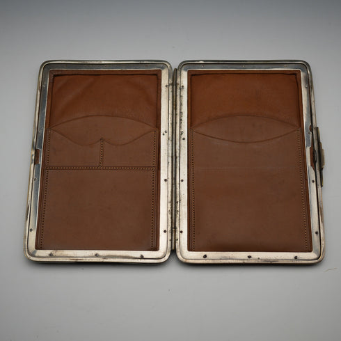 1903 British Antique Sterling Silver-Mounted Brown Leather Wallet John George Smith