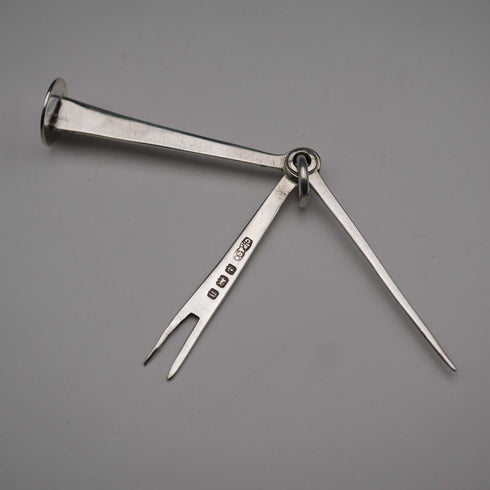 1912 British Antique Sterling Silver Smoking Pipe Tool Charles Perry & Co
