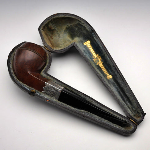 1901年 英國古董 「ROBERTSON」 煙斗 純銀裝飾 W H Carrington &Co 盒裝