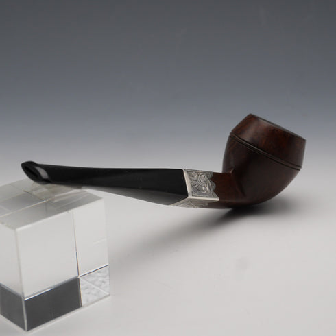 1901年 英國古董 「ROBERTSON」 煙斗 純銀裝飾 W H Carrington &Co 盒裝