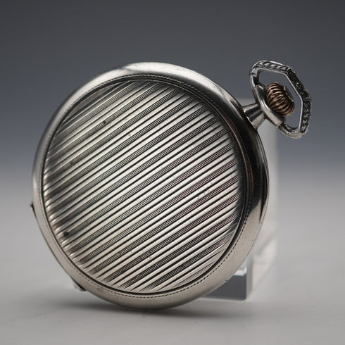 Antique TISSOT Art Deco Decorated 900 Silver Slim Hunter Case Pocket Watch, Running Well