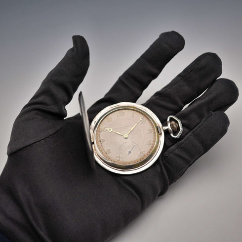 古董 TISSOT 裝飾藝術風格 900純銀 超薄亨利錶殼 懷錶 運作良好