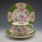 British Antique Minton Green Cockatrice Teacup Trio