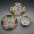 British Antique Minton Green Cockatrice Teacup Trio