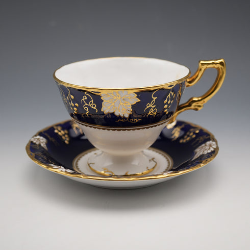 英國復古 Royal Crown Derby「葡萄藍」茶杯與茶碟②