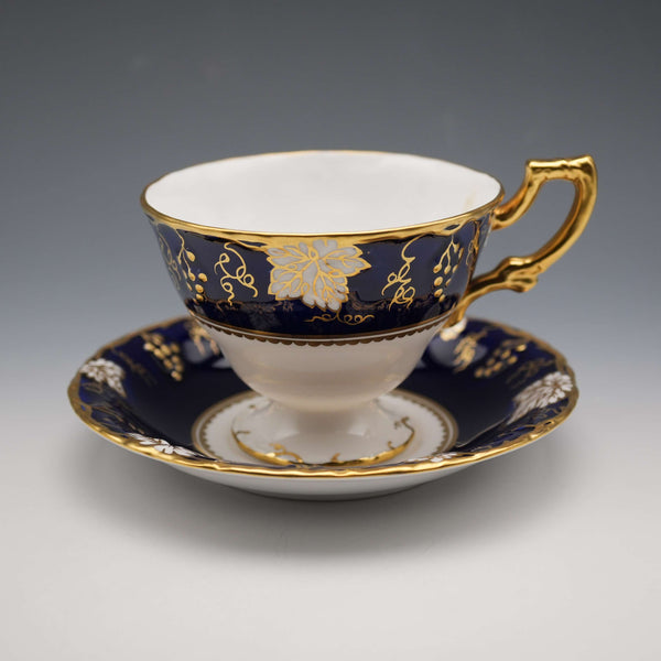 British Vintage Royal Crown Derby “Vine Cobalt” Cup & Saucer ②