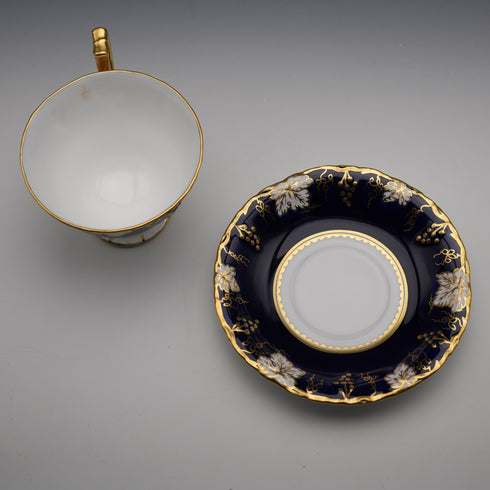 英國復古 Royal Crown Derby「葡萄藍」茶杯與茶碟②