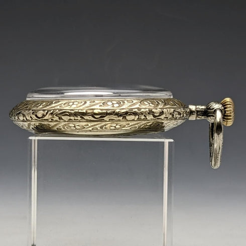 Antique good working Cima gold-plated flower engraving case pocket watch