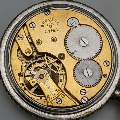 Antique good working Cima gold-plated flower engraving case pocket watch