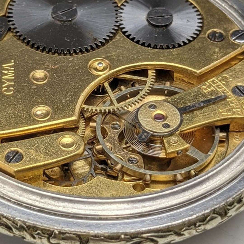 Antique good working Cima gold-plated flower engraving case pocket watch