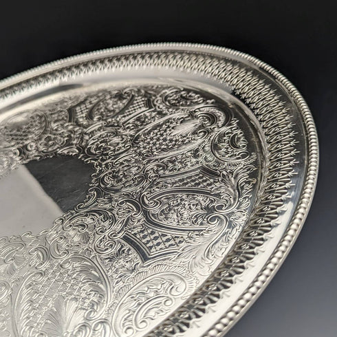 British Vintage Silver Plate Earring Decoration Tray Diameter 32cm Barker Ellis