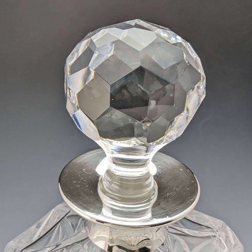 1979 年英國復古切割玻璃方形醒酒器,純銀裝飾 JA Campbell