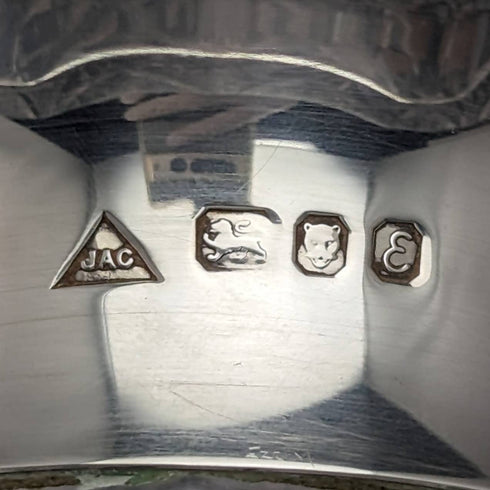 1979 年英國復古切割玻璃方形醒酒器,純銀裝飾 JA Campbell