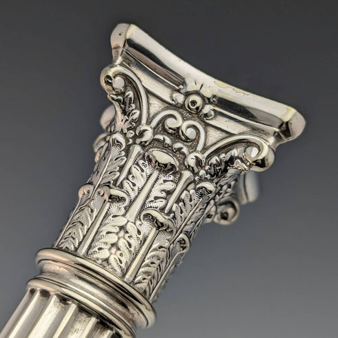 British antique silver plate large candlestick pair candle stand