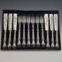 1877 British antique sterling silver cutlery 12 pairs total 1475g Francis Higgins wooden box