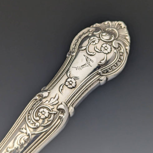 1877 British antique sterling silver cutlery 12 pairs total 1475g Francis Higgins wooden box