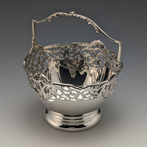 1929 British Vintage Sterling Silver Sugar Basket 100g Walker and Hall